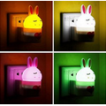 Mini Cute Rabbit Plug-In Wall Night Light w/ Auto Voice & Light Control Sensor